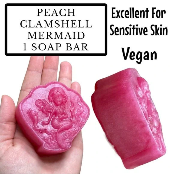 1 Bar, Mermaid Clamshell Peach Soap, Handmade,( PRICE IS FIRM - Picture 1 of 1